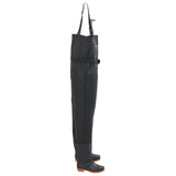 vidaXL Chest Waders with Boots and Belt Black Size 45