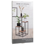 Home&Styling Plant Stand with 4 Shelves Natural and Black