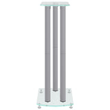 vidaXL Speaker Stands 2 pcs Silver Tempered Glass 3 Pillars Design