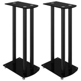 vidaXL Speaker Stands 2 pcs Black Tempered Glass 3 Pillars Design