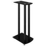 vidaXL Speaker Stands 2 pcs Black Tempered Glass 3 Pillars Design