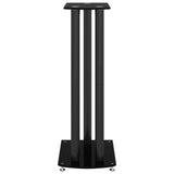 vidaXL Speaker Stands 2 pcs Black Tempered Glass 3 Pillars Design