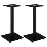 vidaXL Speaker Stands 2 pcs Black Tempered Glass 1 Pillar Design