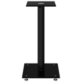 vidaXL Speaker Stands 2 pcs Black Tempered Glass 1 Pillar Design