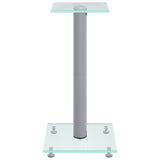 vidaXL Speaker Stands 2 pcs Silver Tempered Glass 1 Pillar Design