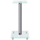 vidaXL Speaker Stands 2 pcs Silver Tempered Glass 1 Pillar Design