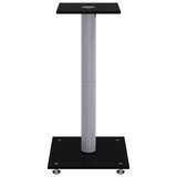 vidaXL Speaker Stands 2 pcs Black&Silver Tempered Glass 1 Pillar Design