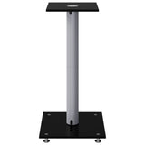 vidaXL Speaker Stands 2 pcs Black&Silver Tempered Glass 1 Pillar Design