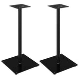 vidaXL Speaker Stands 2 pcs Black Tempered Glass 1 Pillar Design