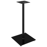 vidaXL Speaker Stands 2 pcs Black Tempered Glass 1 Pillar Design