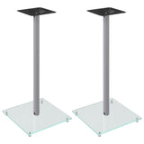 vidaXL Speaker Stands 2 pcs Silver Tempered Glass 1 Pillar Design