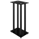 vidaXL Speaker Stands 2 pcs Black Tempered Glass 4 Pillars Design