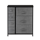 Dresser With 7 Drawers - Furniture Storage Tower Unit For Bedroom, Hallway, Closet, Office Organization - Steel Frame, Wood Top, Easy Pull Fabric Bins, Grey