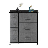 Dresser With 7 Drawers - Furniture Storage Tower Unit For Bedroom, Hallway, Closet, Office Organization - Steel Frame, Wood Top, Easy Pull Fabric Bins, Grey