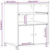 vidaXL Printer Stand with Wheels Sonoma Oak 60x48x74 cm