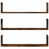 vidaXL Wall Shelves 3 pcs Smoked Oak 80x18x18 cm Engineered Wood