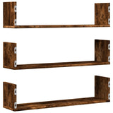 vidaXL Wall Shelves 3 pcs Smoked Oak 80x18x18 cm Engineered Wood