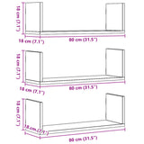 vidaXL Wall Shelves 3 pcs Grey Sonoma 80x18x18 cm Engineered Wood