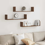 vidaXL Wall Shelves 3 pcs Brown Oak 80x18x18 cm Engineered Wood