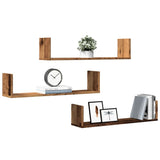 vidaXL Wall Shelves 3 pcs Old Wood 80x18x18 cm Engineered Wood