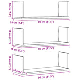 vidaXL Wall Shelves 3 pcs Old Wood 80x18x18 cm Engineered Wood