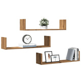 vidaXL Wall Shelves 3 pcs Artisian Oak 80x18x18 cm Engineered Wood