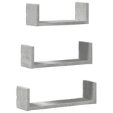 vidaXL Wall Shelf 3 pcs Concrete Grey Engineered Wood