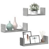 vidaXL Wall Shelf 3 pcs Concrete Grey Engineered Wood