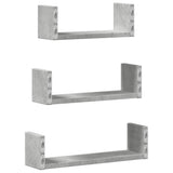 vidaXL Wall Shelf 3 pcs Concrete Grey Engineered Wood