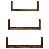 vidaXL Wall Shelf 3 pcs Smoked Oak Engineered Wood