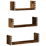 vidaXL Wall Shelf 3 pcs Smoked Oak Engineered Wood