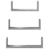 vidaXL Wall Shelf 3 pcs Grey Sonoma Engineered Wood