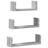 vidaXL Wall Shelf 3 pcs Grey Sonoma Engineered Wood