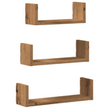 vidaXL Wall Shelf 3 pcs Artisian Oak Engineered Wood