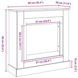 vidaXL Fireplace Surround Grey Sonoma 90x30x90 cm Engineered Wood