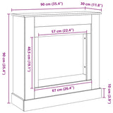 vidaXL Fireplace Surround Brown Oak 90x30x90 cm Engineered Wood