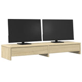 vidaXL Monitor Stand with Drawers Sonoma Oak 100x27x15 cm Engineered Wood