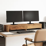 vidaXL Monitor Stand with Drawers Old Wood 100x27x15 cm Engineered Wood