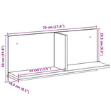 vidaXL Wall Cabinet 70x16.5x30 cm White Engineered Wood