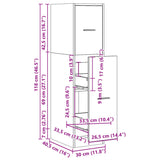 vidaXL Apothecary Cabinet Smoked Oak 30x41x118 cm Engineered Wood