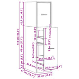 vidaXL Apothecary Cabinet Grey Sonoma 30x41x118 cm Engineered Wood