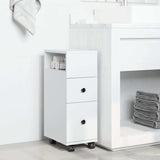 vidaXL Narrow Bathroom Cabinet with Wheels White Engineered Wood