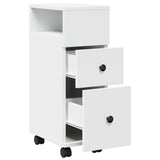 vidaXL Narrow Bathroom Cabinet with Wheels White Engineered Wood