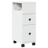 vidaXL Narrow Bathroom Cabinet with Wheels White Engineered Wood