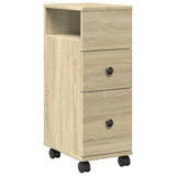 vidaXL Narrow Bathroom Cabinet with Wheels Sonoma Oak Engineered Wood