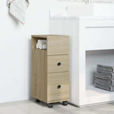 vidaXL Narrow Bathroom Cabinet with Wheels Sonoma Oak Engineered Wood