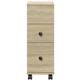 vidaXL Narrow Bathroom Cabinet with Wheels Sonoma Oak Engineered Wood