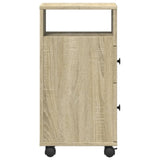 vidaXL Narrow Bathroom Cabinet with Wheels Sonoma Oak Engineered Wood