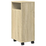 vidaXL Narrow Bathroom Cabinet with Wheels Sonoma Oak Engineered Wood