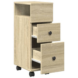 vidaXL Narrow Bathroom Cabinet with Wheels Sonoma Oak Engineered Wood